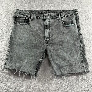 Levi's‎ 412 Shorts Mens 42 Black Marble Acid Wash Retro Stretch Raw Hem Cutoff